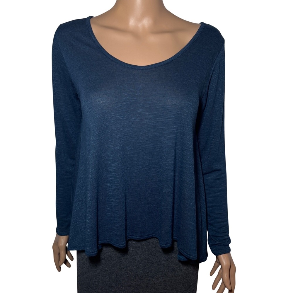 BKE Boutique Blue Marled Knit Criss Cross Back Long Sleeve Tunic‎ Top S
